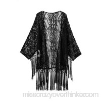 Academyus Women's Fringed Lace Kimono Cover Up Cardigan Tassels Top Black B01J7HQV7M